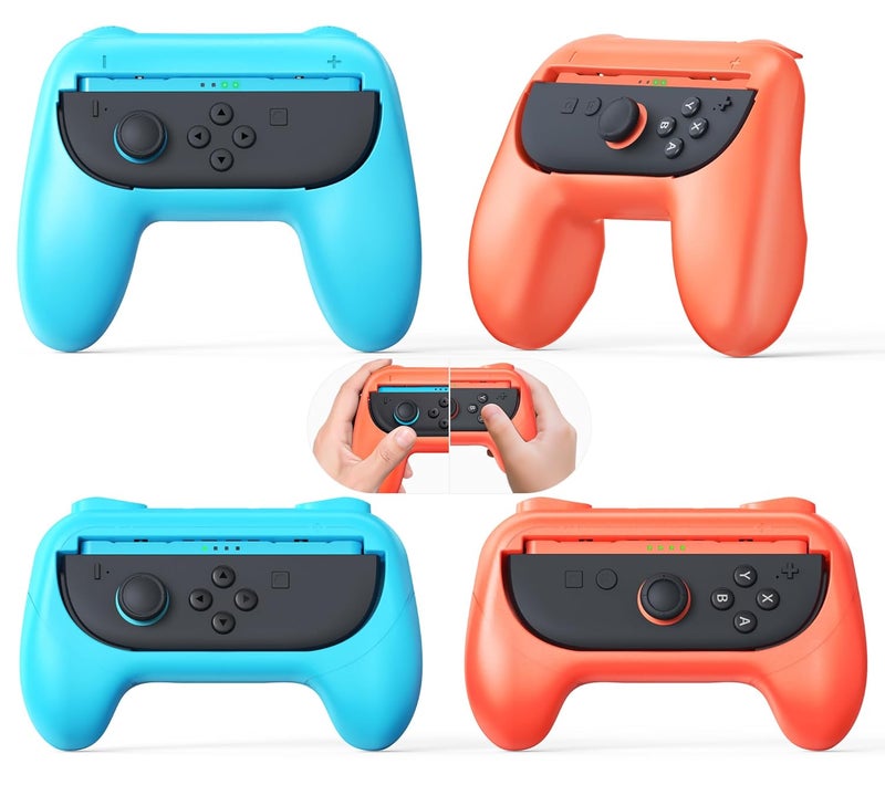 FYOUNG [Both for Switch 2 and 1] Grips for Nintendo Switch 2/1/OLED Controller, Handle Holder for Joycon 2&for Joy con, Dual Size Comfort Ergonomic Grip for Kids&Adults, Family Gaming Accessories - Image 1
